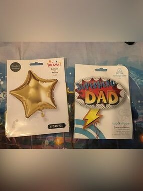 Superhero Dad super shape & star balloons 2 in lot -New